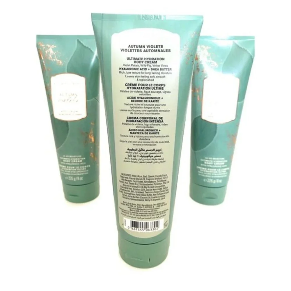 Bath and Body Works AUTUMN VIOLETS Shea Butter‎ Body Cream 8 fl.oz. Set Of 3